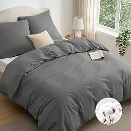 BEDSURE Bettwäsche 200x200 Baumwolle Grau -