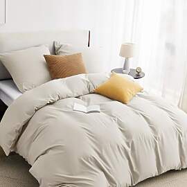 BEDSURE Bettwäsche 220x240 3teilig Leinen - 1