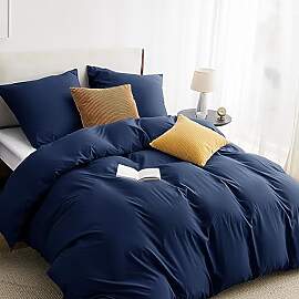 BEDSURE Bettwäsche 220x240 3teilig Marineblau - 1 