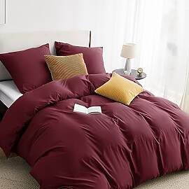BEDSURE Bettwäsche 220x240 3teilig Weinrot - 1