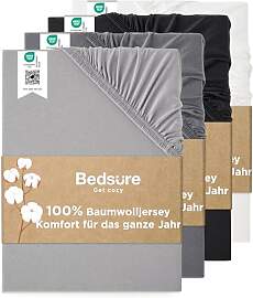 Bedsure Spannbettlaken 180x200cm Baumwolle Jersey