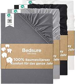 Bedsure Spannbettlaken 180x200cm Baumwolle Jersey