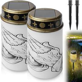 Behogan 2 Stück Grablicht, solar LED,