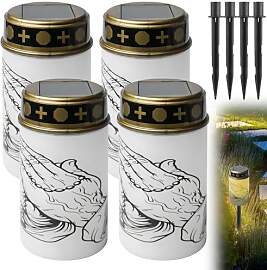 Behogan 4 Stück Grablicht: Solar LED Grablicht,