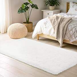 BEIMO Hochflor Teppich 50X80CM Weiß Anti-Rutsch