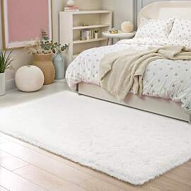 BEIMO Hochflor Teppich Flauschig Weiß Teppich