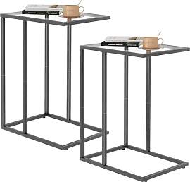 Beistelltisch 2er Set, Couchtisch C Form,