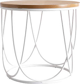 Beistelltisch Holz und Metall Weiß 42 cm LACE