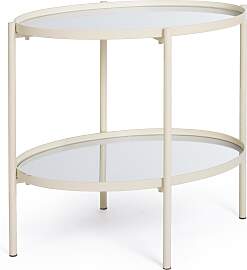 Beistelltisch Jens oval aus Metall und Glas,