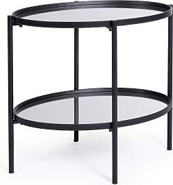Beistelltisch Jens oval aus Metall und Glas,