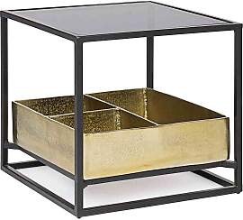 Beistelltisch Mavila aus Stahl und Glas, modern,