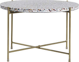 Beistelltisch rund Terrazzo und goldfarbenes