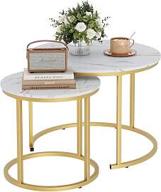 Beistelltisch Set Rund, Couchtisch 2er Set,