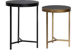 Beistelltisch Yamir 2er-Set, Metall und Glas,