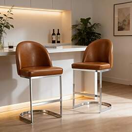 Bekrvio Barhocker 2er Set mit Lehne, 65 cm