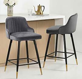 Bekrvio Samt Barhocker 2er Set, Drehbarer