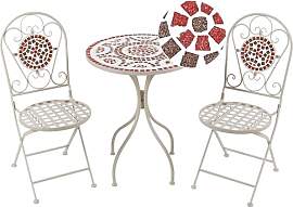 Beliani Balkon Set Metall weiß Mosaik Muster 2