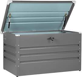 Beliani Metall-Gartentruhe 300 l grau Kissenbox