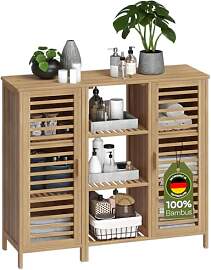 Bellamio Newa Badschrank Bambus – Badregal mit 9 