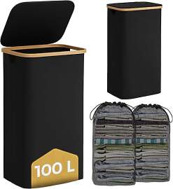 Bellamio Tolt Wäschekorb 2 Fächer schwarz –