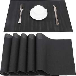 Belle Vous 6er Pack Schwarze Tischsets -