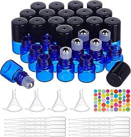BENECREAT 30 Pack 1ml Blaue Glasrollerflaschen