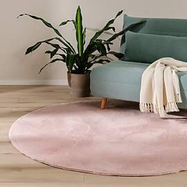benuta Basic Kunstfaser Fellteppich Furry - Rosa
