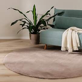 benuta Basic Kunstfaser Fellteppich Furry - Taupe