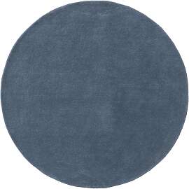benuta Nest Wollteppich Bent Blau ø 150 cm rund - 