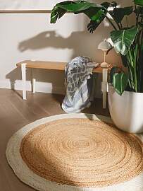 benuta Pure Jute Teppich Jutta - Natur rund 115 cm 