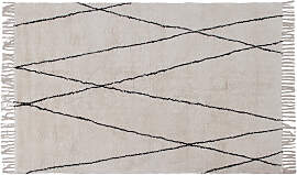 Berber-Teppich mit Fransen in Baumwolle ecru