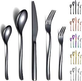 Berglander Besteck-Set schwarz 30-teilig, stabiles 