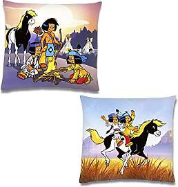 BERONAGE Yakari Kissen Lagerfeuer Blau/Orange 40