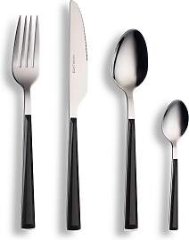 Besteckset Basic Schwarz/Silber 16-teilig
