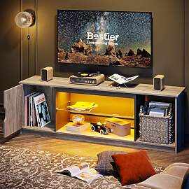 Bestier TV-Schrank 145x35x52 cm für Fernseher bis 