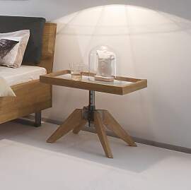 Bett-Beistelltisch Valletta Wildeiche Massivholz H 
