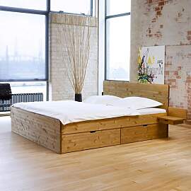 Bett Finnland Komfort Kiefer/Kernbuche Massivholz