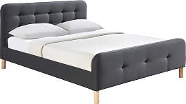 Bett gepolstert Stoff Dunkelgrau 160 x 200 cm
