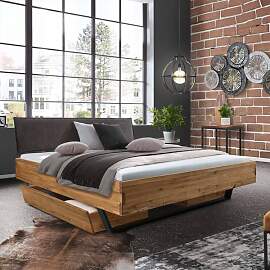 Bett Halesia Komfort Wildeiche Massivholz mit