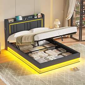 Bett mit LED Beleuchtung, Hydraulisches Bett