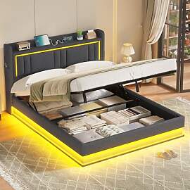 Bett mit LED Beleuchtung, Hydraulisches Bett