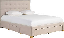 Bett mit Schubladen 160x200 cm in beigem Stoff RENO