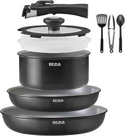 BEZIA Keramik Pfannenset mit Abnehmbarem Griff - 9 