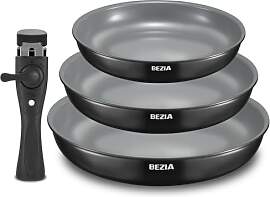 BEZIA Pfannenset mit Abnehmbarem Griff, Camping