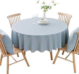 BHOMTY Runde Tischdecke aus Baumwolle und Leinen,