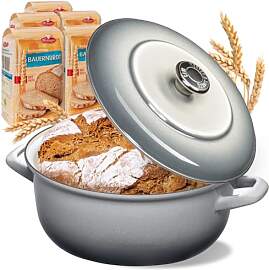 BIELMEIER Gusseisen Brottopf Keramik 28 cm grau