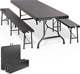 Bierzeltgarnitur 3-tlg Kunststoff Anthrazit 180cm