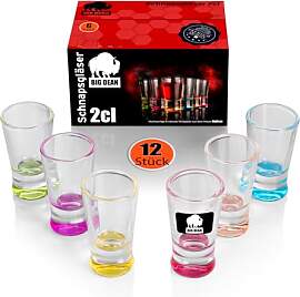 BigDean 12 Stück farbige Schnapsgläser 2cl in