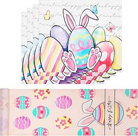 Bigqin Ostern Tischläufer mit 4 Tischsets, 183 x