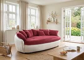 Big-Sofa COTTA "Aruba", bordeaux, weiß, 